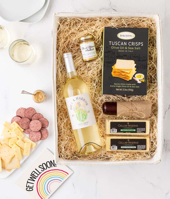 Get Well Soon Charcuterie & White Wine Gift Box 