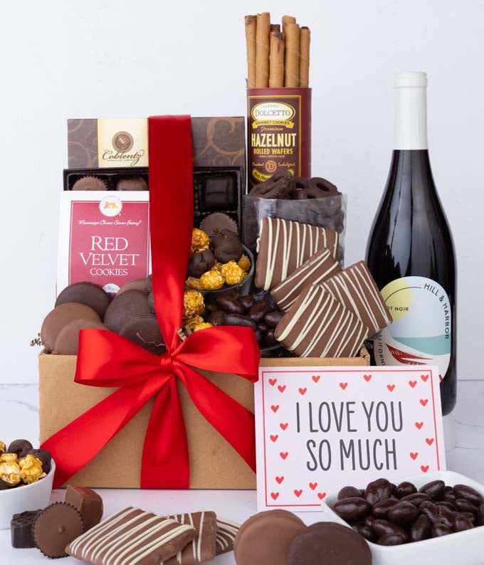 I Love You! Gourmet Chocolate & Wine Indulgence Gift Box - California Red Wine