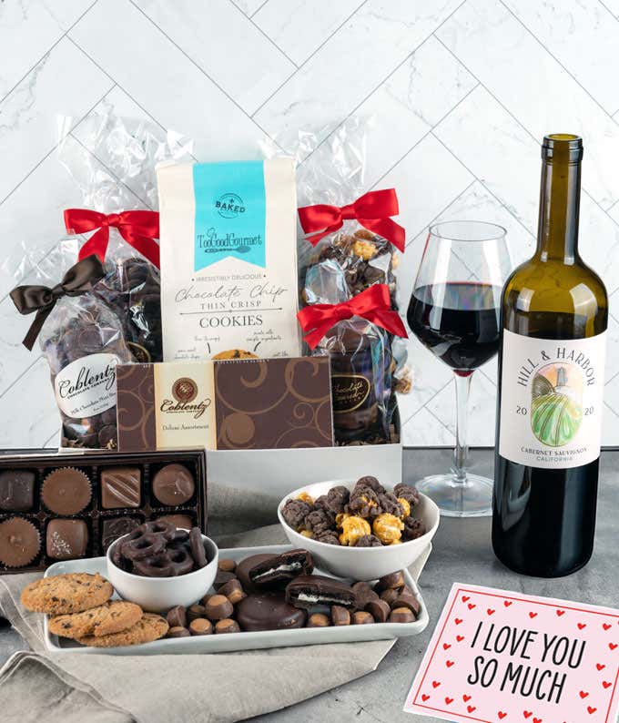 I Love You Red Wine & Sweet Treats Gift Box