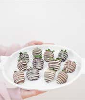Alternative image 3 for One dozen red roses with one dozen chocolate covered strawberries