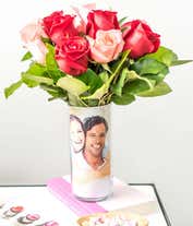 Alternative image 1 for Bouquet of half red roses and half pink roses