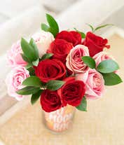 Alternative image 4 for Bouquet of half red roses and half pink roses