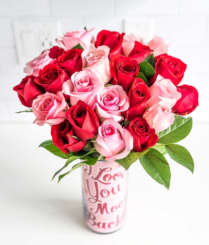 Two Dozen Red & Pink Roses