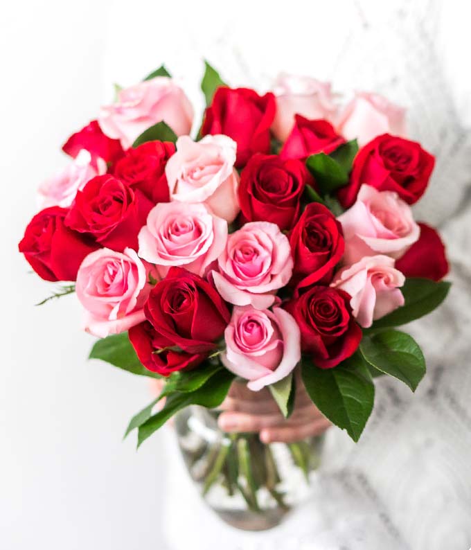 Two Dozen Red & Pink Roses