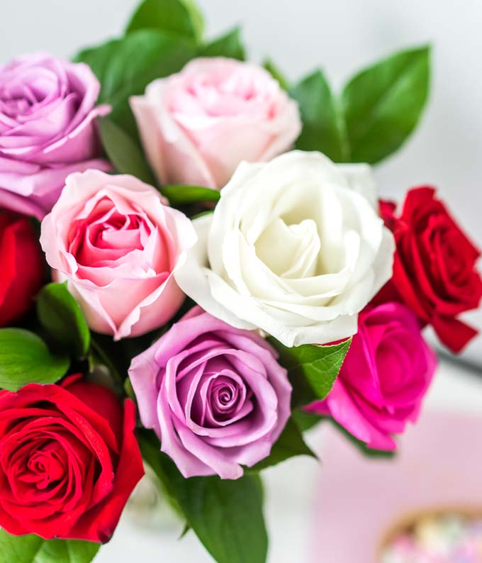 One Dozen Assorted Sweetheart Roses