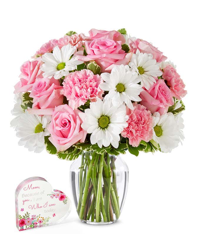 Deluxe Dreaming in Daisies & Acrylic Heart for Mom