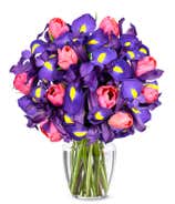 Pink Tulip and Iris Bouquet
