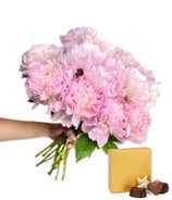 Pretty Pink Peonies with Chocolates