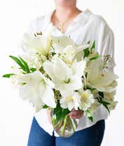 Alternative image 4 for White lilies, white alstroemeria and white wax flowers