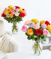 Alternative image 1 for One Dozen Rainbow Roses with White Wine