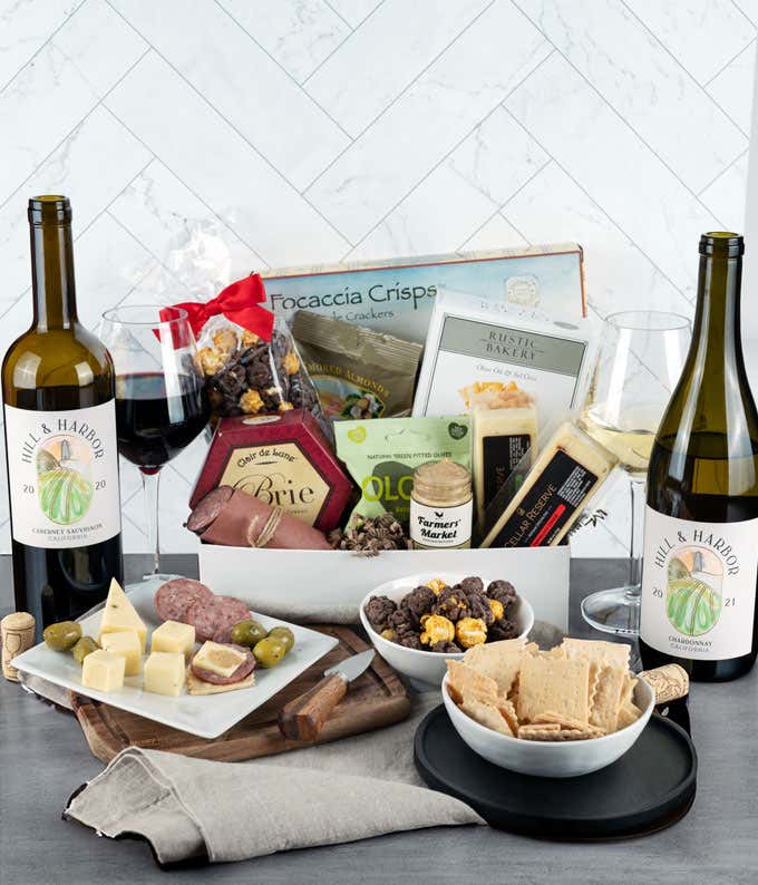 Deluxe Red & White Wine Charcuterie Gift Box