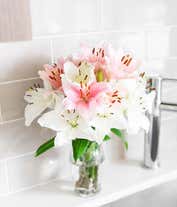 Alternative image 2 for Pink and White Lilies with White Wine