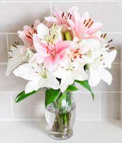 Alternative image 3 for Pink and White Lilies with White Wine