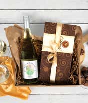Alternative image 1 for A bottle of California Chardonnay by Hill and Harbor paired with a 1lb box of 28 assorted gourmet chocolates.  A refined combination for any occasion.