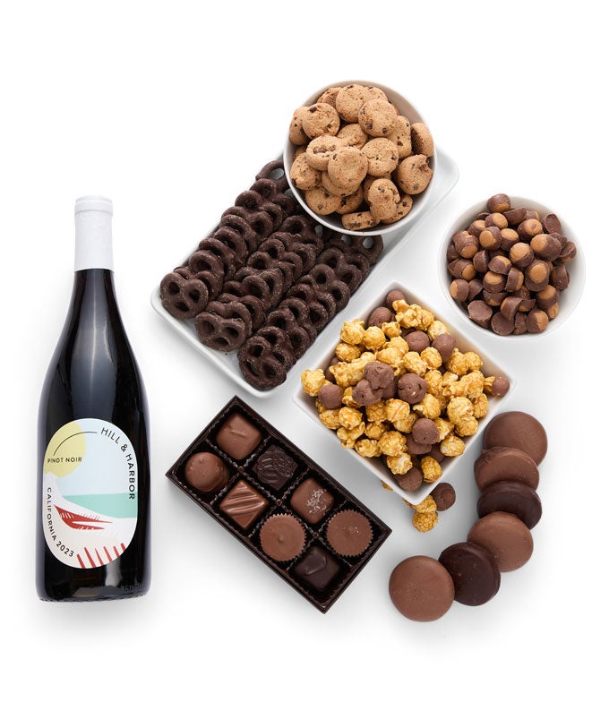 Gourmet Chocolate & Wine Indulgence Gift Box - California Red Wine