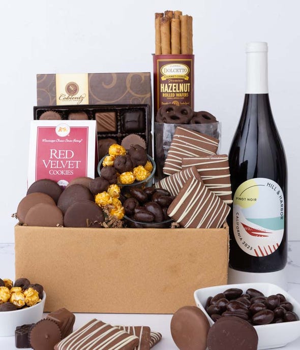 Deluxe Red Wine & Sweet Treats Gift Box at From You Flowers