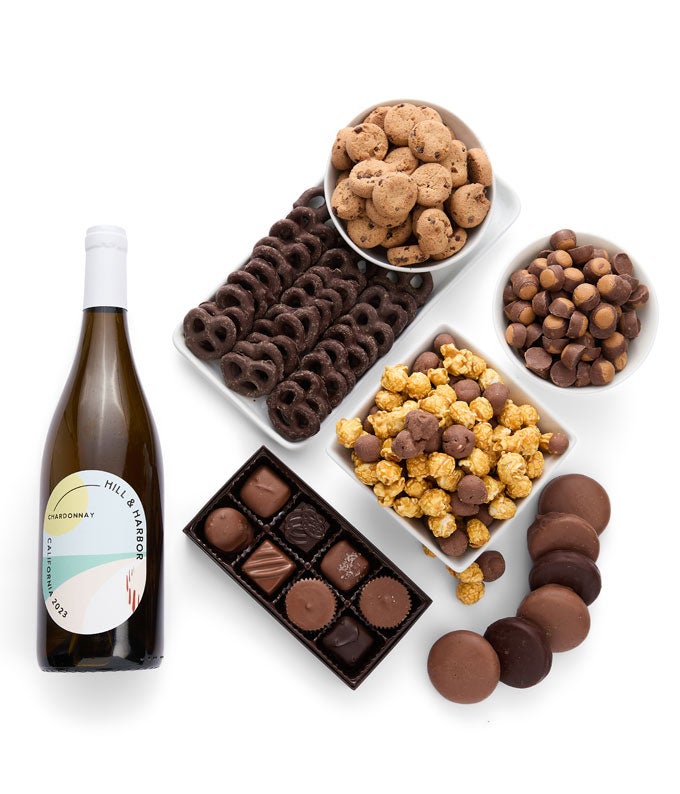 Gourmet Chocolate & Wine Indulgence Gift Box - California White Wine