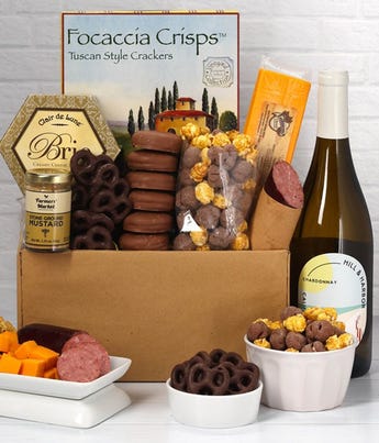 White Wine with Sweet & Savory Gift Box at From You Flowers