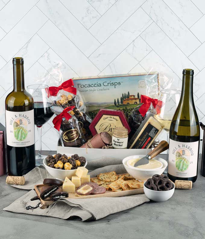 Red & White Wine with Sweet & Savory Gift Box