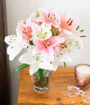 Alternative image 3 for Pink and White Lilies with White Wine