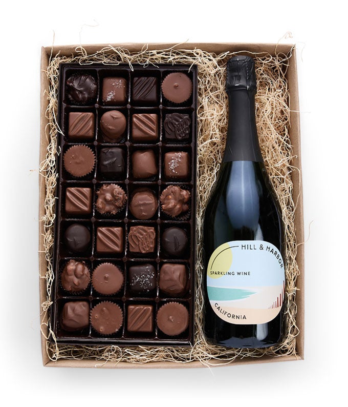 Gourmet Chocolates & California Sparkling Wine Gift Box