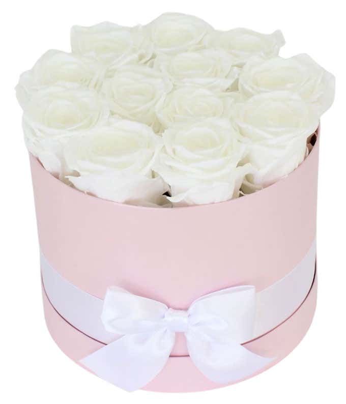 Luxury Dozen Preserved White Roses