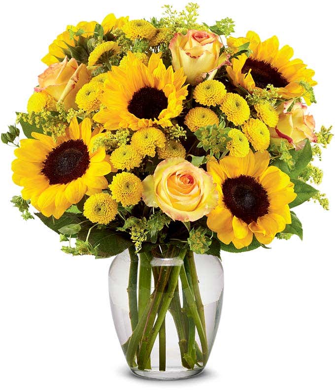 Brilliant Sunflower & Rose Bouquet - Deluxe