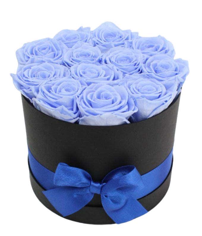 Luxury Dozen Preserved Sky Blue Roses