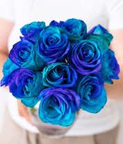 Alternative image 2 for One Dozen Ocean Blue Roses
