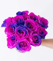 Alternative image 3 for One dozen galaxy dyed roses with optional clear vase.