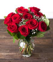 Alternative image 3 for One Dozen Red Roses with Vase