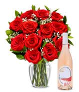 One Dozen Red Roses and Rosé