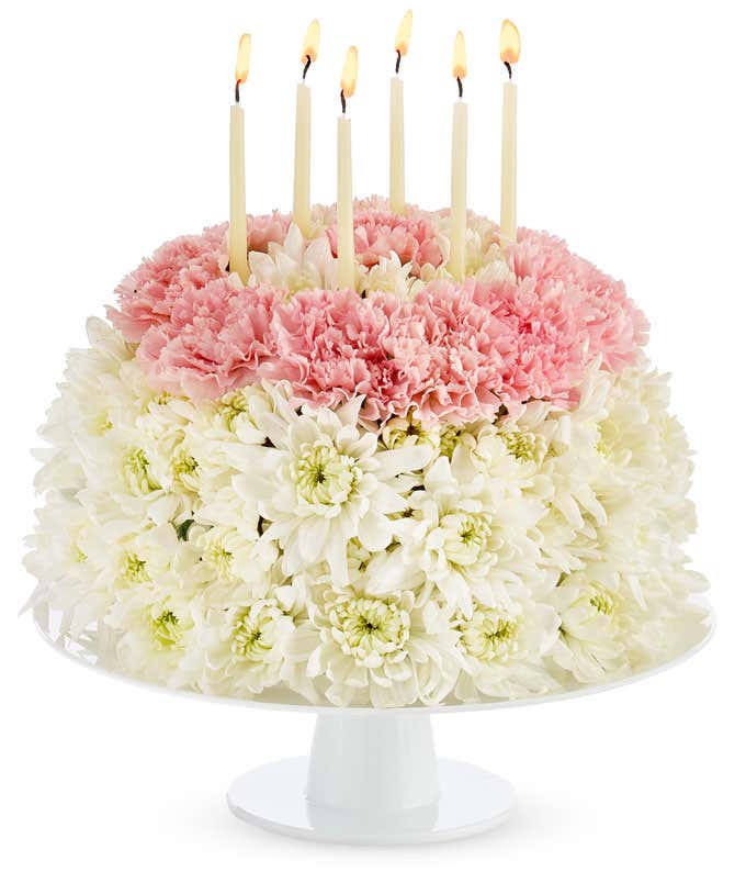 Pink & Cream Flower Birthday Cake