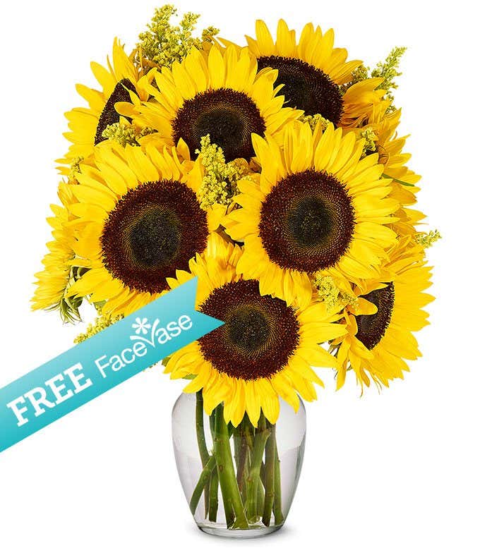 Sunflowers with Free Facevase