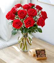Alternative image 2 for Premium Red Roses with Free Chocolates