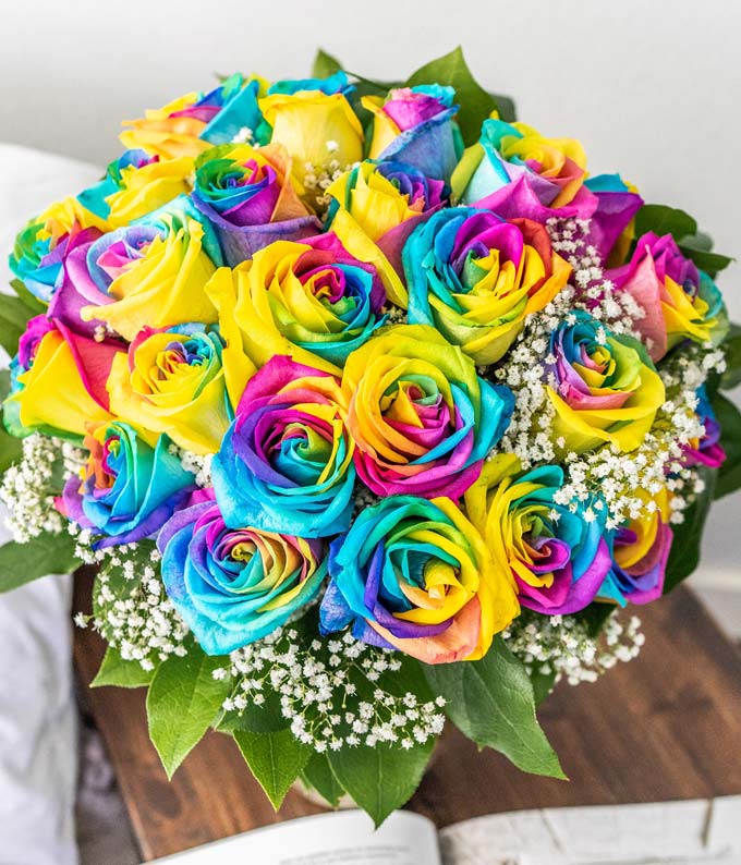 Two Dozen Rainbow Roses at From You Flowers