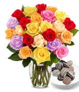 Two Dozen Rainbow Roses with Drizzled Oreos