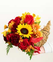 Alternative image 2 for Fall Cornucopia with flowers