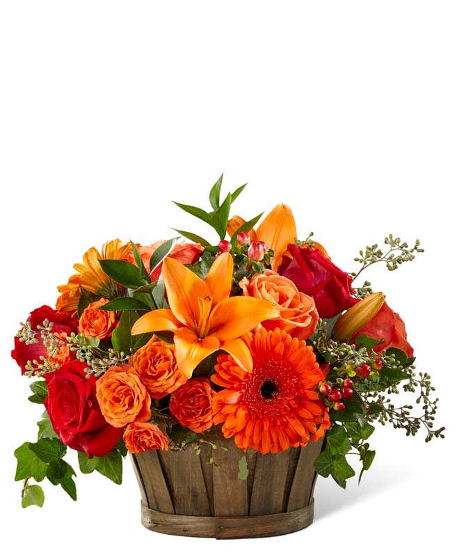 Orange Flower Fall Basket