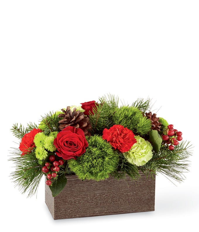 christmas themed flower arrangements