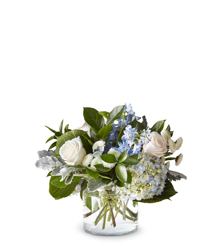Same-Day Birthday and Anniversary Bouquet, Cerulean Skies Blue and