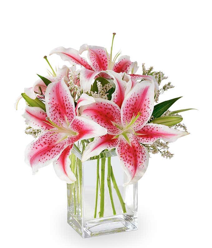 Pink stargazer lily bouquet