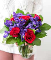 Alternative image 4 for Red roses and blue irises