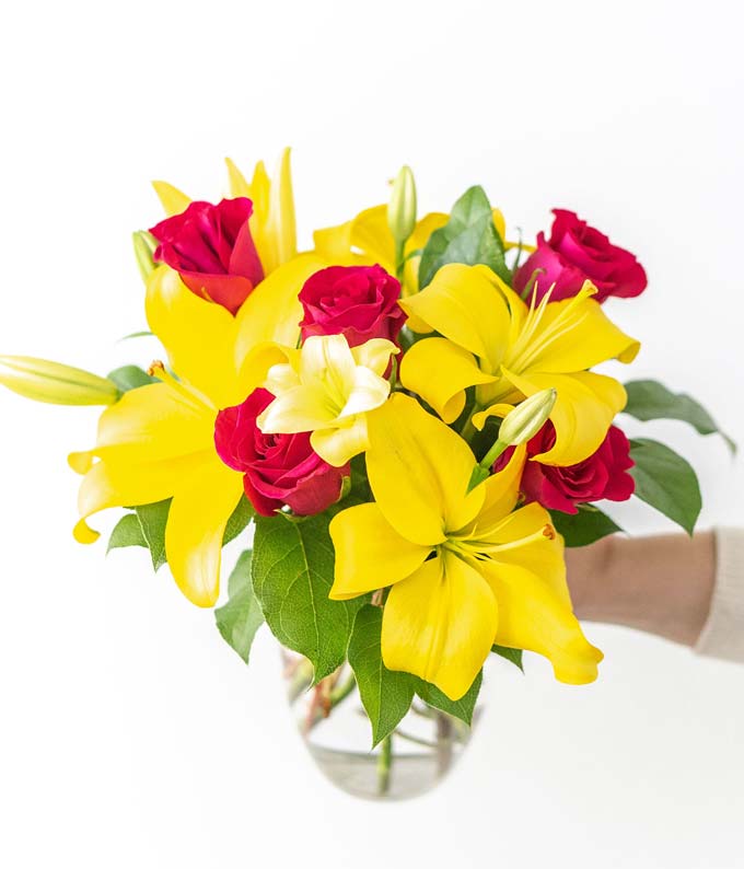 Strawberry Lemonade Rose & Lily Bouquet at From You Flowers
