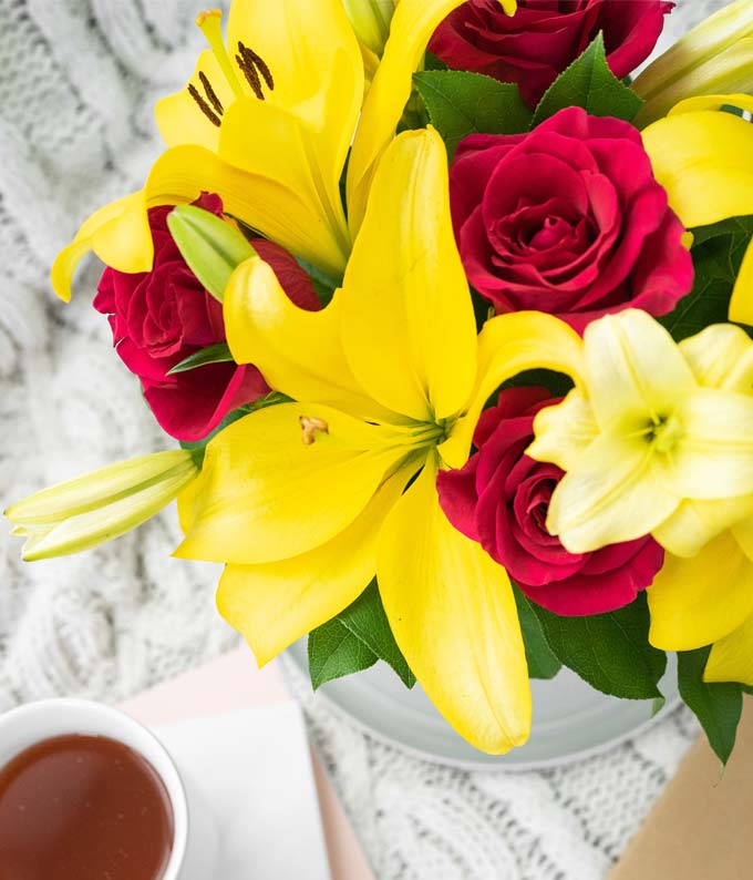 Strawberry Lemonade Rose & Lily Bouquet at From You Flowers