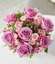Alternative image 3 for Purple roses paired with pink spray roses
