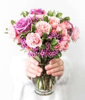 Alternative image 4 for Purple roses paired with pink spray roses