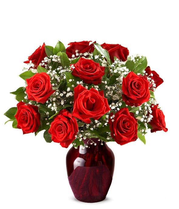 One Dozen Red Roses with Red Bow at From You Flowers