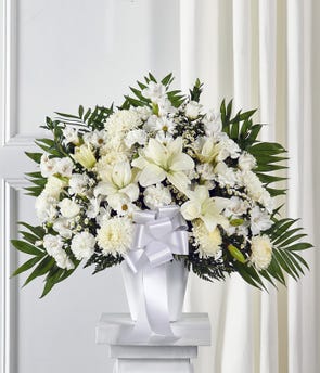 White Sympathy Standing Basket At From You Flowers