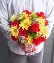 Alternative image 3 for Birthday balloon delivered with mixed flower bouquet